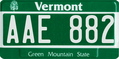 VT license plate AAE882