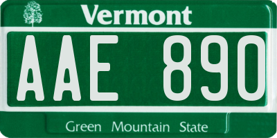 VT license plate AAE890