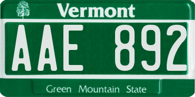 VT license plate AAE892