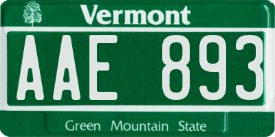 VT license plate AAE893