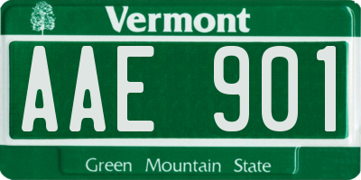 VT license plate AAE901