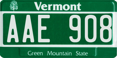 VT license plate AAE908