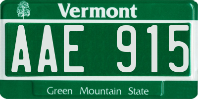 VT license plate AAE915