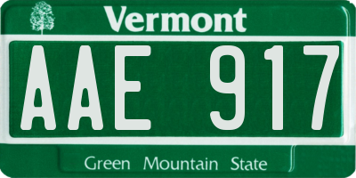 VT license plate AAE917