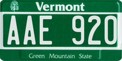 VT license plate AAE920