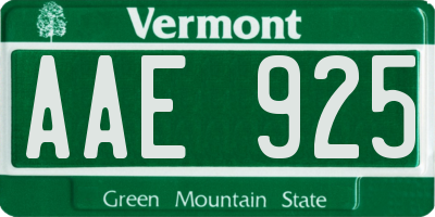 VT license plate AAE925