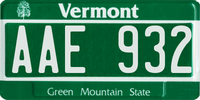 VT license plate AAE932