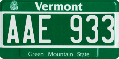 VT license plate AAE933