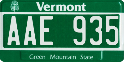 VT license plate AAE935