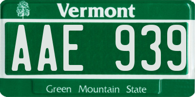 VT license plate AAE939