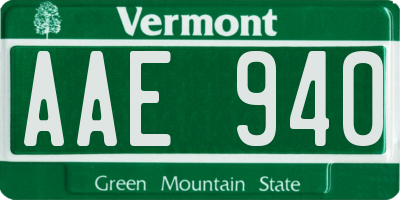 VT license plate AAE940