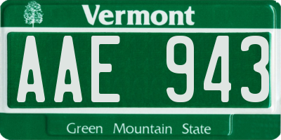 VT license plate AAE943