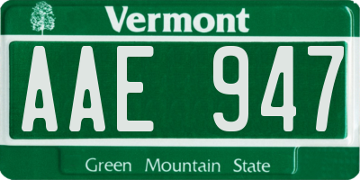 VT license plate AAE947