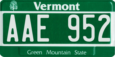 VT license plate AAE952