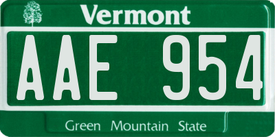 VT license plate AAE954