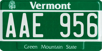 VT license plate AAE956