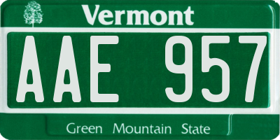 VT license plate AAE957