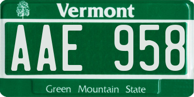 VT license plate AAE958