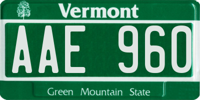 VT license plate AAE960