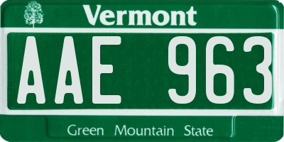 VT license plate AAE963