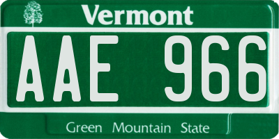 VT license plate AAE966