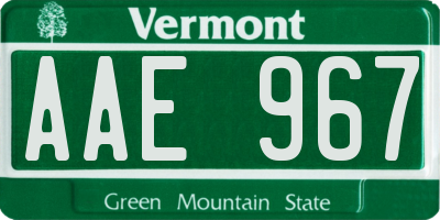 VT license plate AAE967