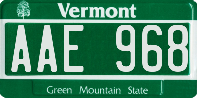 VT license plate AAE968