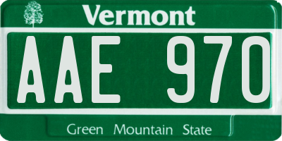 VT license plate AAE970