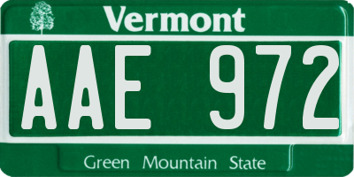 VT license plate AAE972