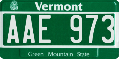 VT license plate AAE973
