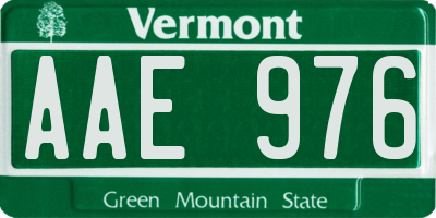 VT license plate AAE976