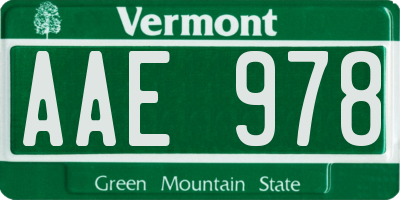 VT license plate AAE978