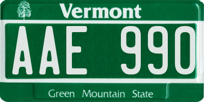 VT license plate AAE990