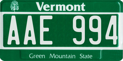 VT license plate AAE994