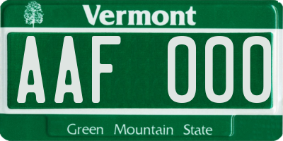 VT license plate AAF000