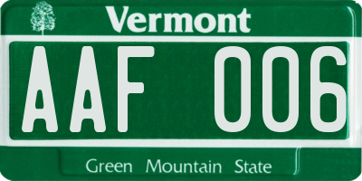 VT license plate AAF006