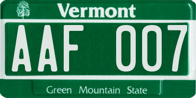 VT license plate AAF007