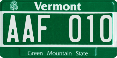 VT license plate AAF010