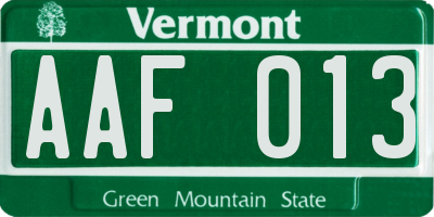 VT license plate AAF013