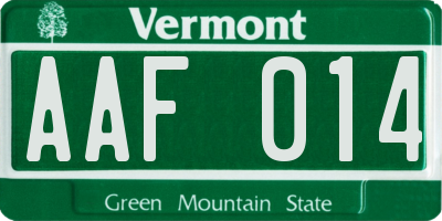 VT license plate AAF014