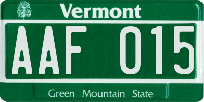 VT license plate AAF015