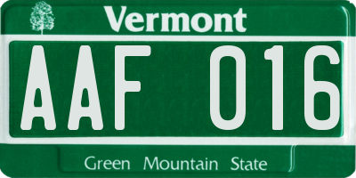 VT license plate AAF016