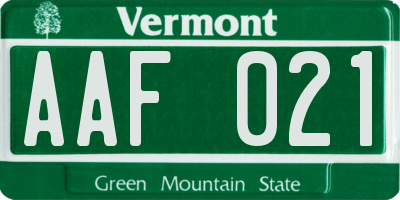 VT license plate AAF021