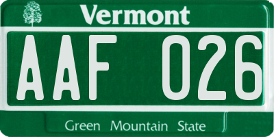 VT license plate AAF026