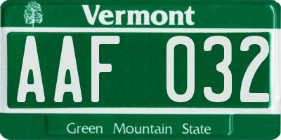 VT license plate AAF032