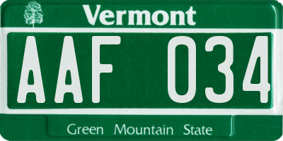 VT license plate AAF034