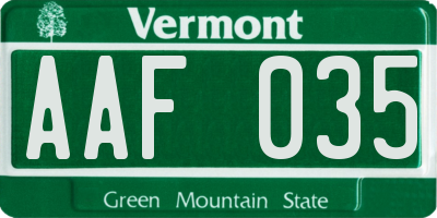 VT license plate AAF035