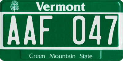 VT license plate AAF047