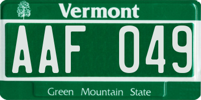 VT license plate AAF049