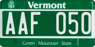 VT license plate AAF050